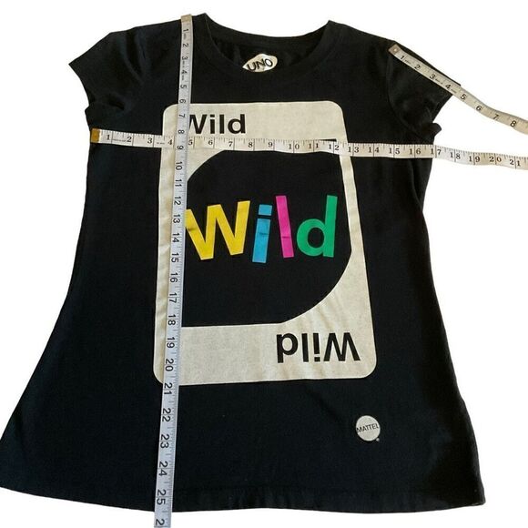 UNO Tee Shirt Wild Card Graphic Crew Neck Black Multicolor Junior Size Large - Picture 4 of 8